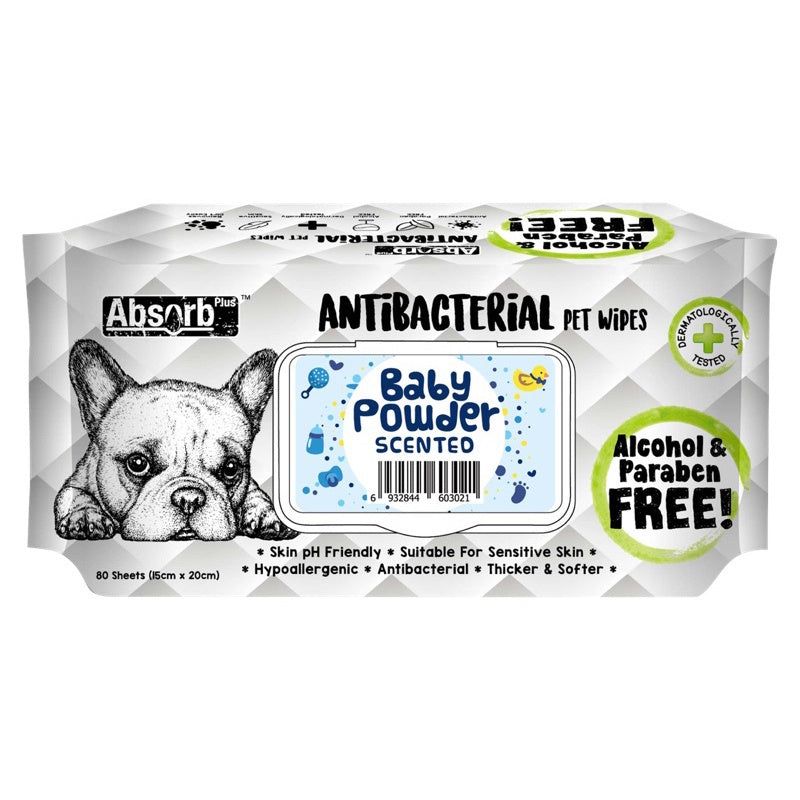 Absorb Plus Anti-Bacterial Scented Pet Wipes 80pcs [Lowest at $3.65]