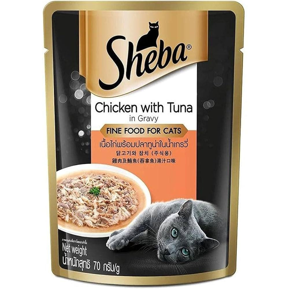 [Bundle of 24] Sheba Nutrient-Rich Premium Wet Cat Food Pouch  70g