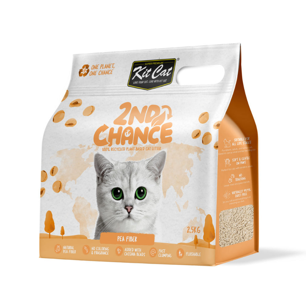 Kit Cat 2nd Chance Plant-Based Cat Litter 2.5kg - Pea Fiber / Coffee Beans / Black Tea Leaves / Green Tea Leaves