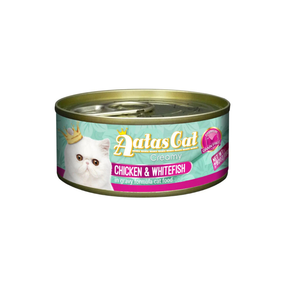 Aatas Cat Creamy Chicken 80g Whitefish Vegetables Tuna Shirasu Sardine Mackerel Kanikama Crab in Gravy Healthy Wet Food