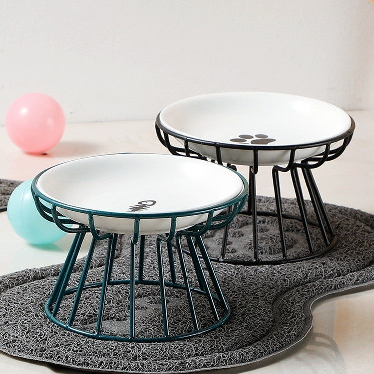 Pet Ceramic Bowl Single Claw Single Fish Bone Plate Frame Gold Black Durable & Elegant Feeding Solution Perfect for Pet
