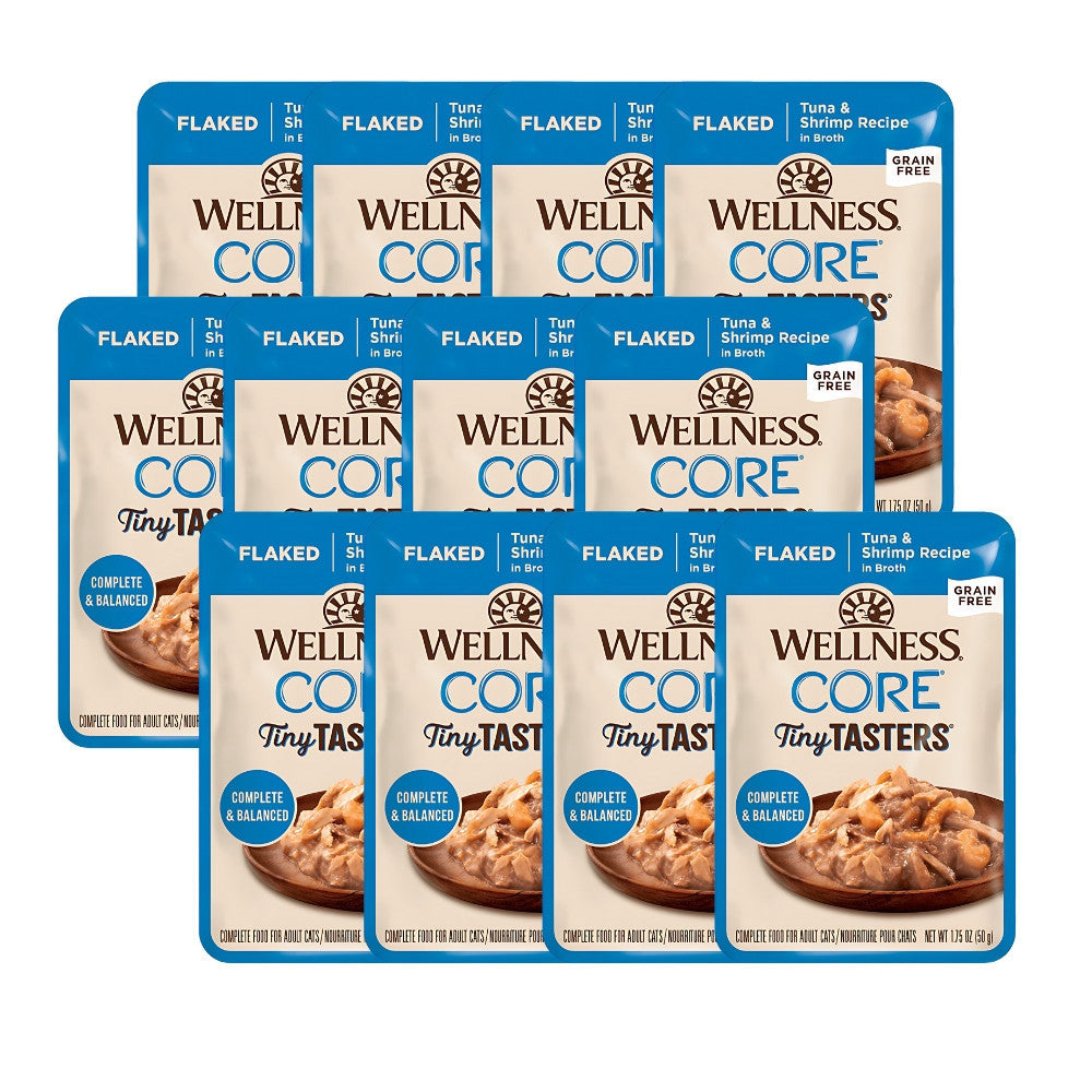 [Bundle of 12] Wellness CORE Tiny Tasters Wet Cat Food Chicken & Turkey Duck Tuna & Shrimp Chicken & Beef Tuna 175oz 50g
