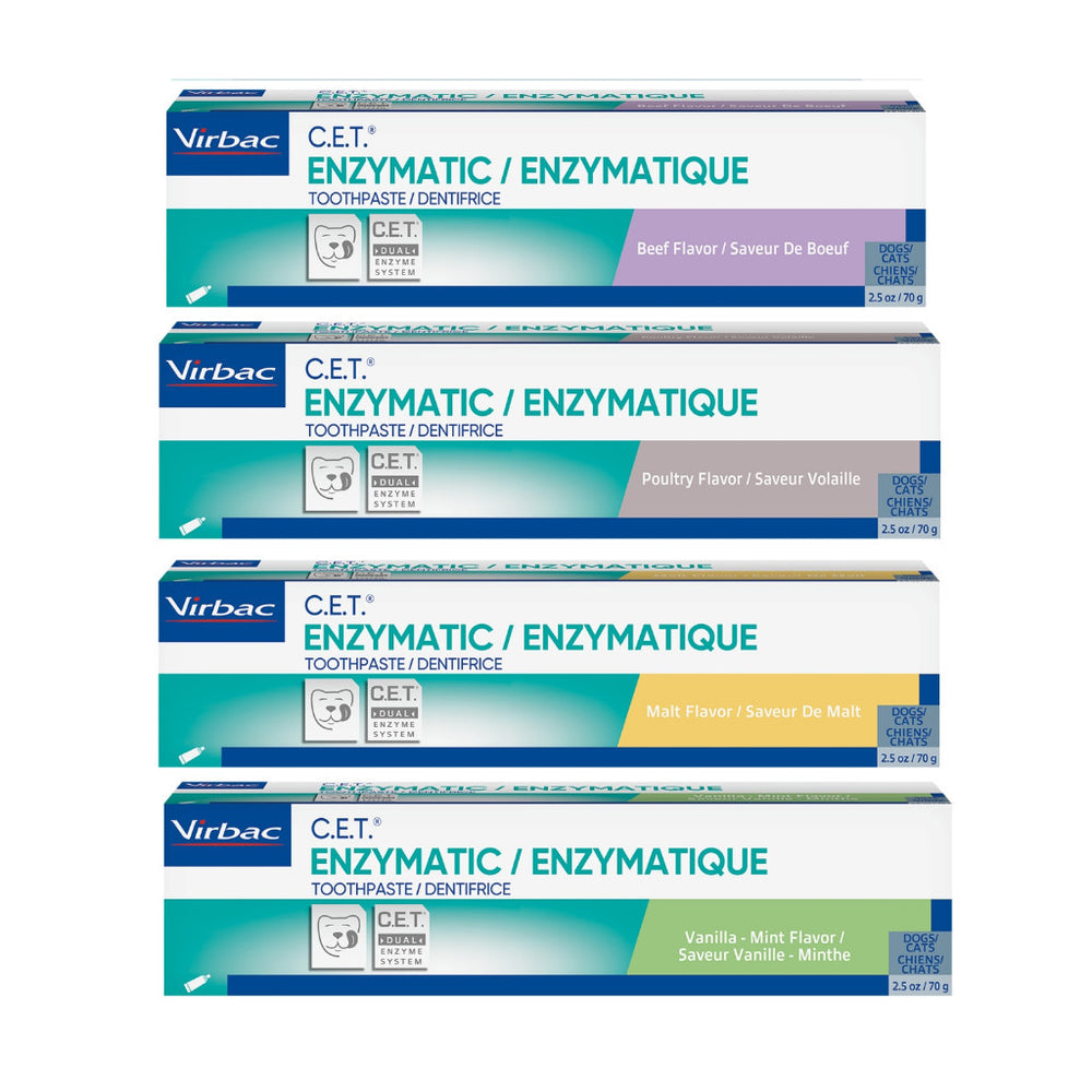 Virbac C.E.T Enzymatic Toothpaste for Dogs 70g Beef Poultry Malt Vanilla Mint - Dual Enzyme Reduce Plaque Freshen Breath