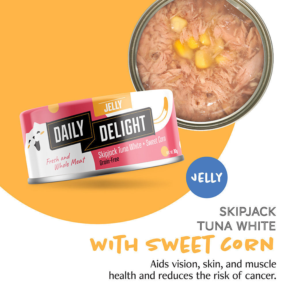 [Bundle of 24] Daily Delight Jelly Wet Cat Food 80g Carrots Sweet Corn Sasami Cheese Premium Quality Grain Free Healthy