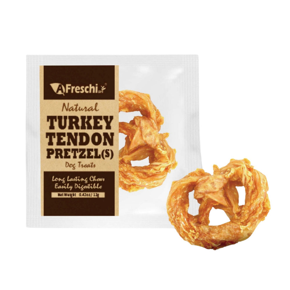 Afreschi Turkey Tendon Dog Chew Treats Tendon Bone Tendon Pretzel Healthy Chewable Treats for Dogs