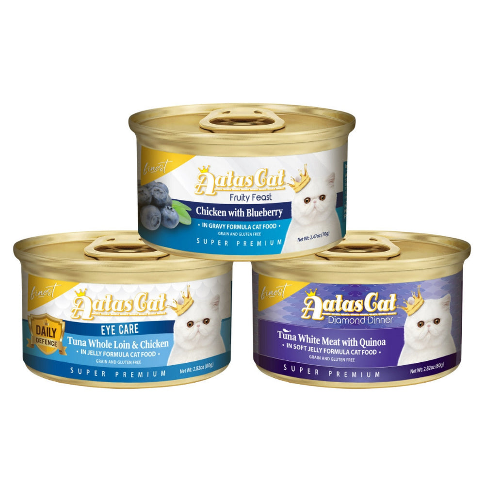 [Bundle of 24] Aatas Cat Finest Wet Cat Food - Finest Fruity Feast In Gravy Diamond Dinner In Jelly Daily Defence