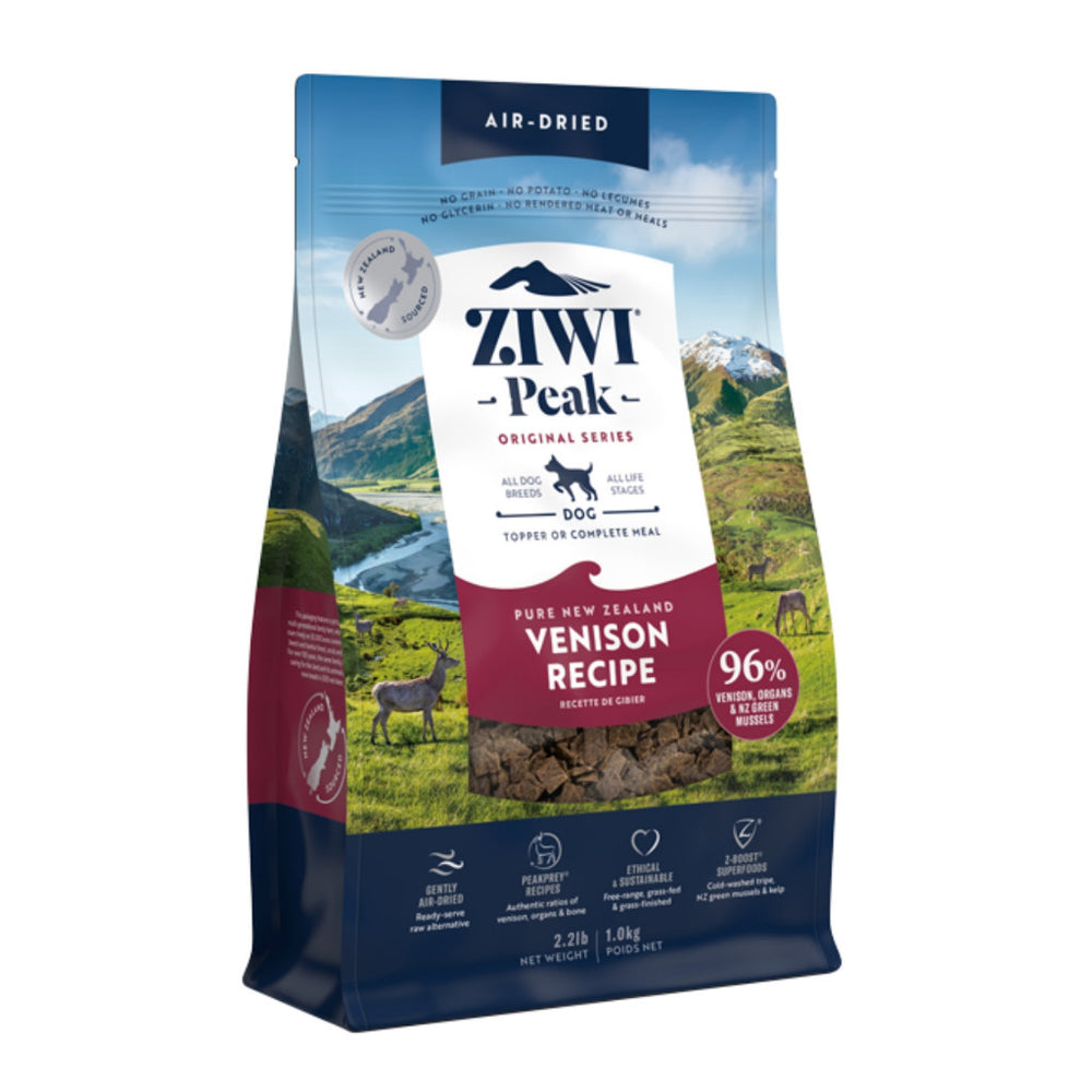 ZIWI Peak Air Dried Dog Food 1kg Topper or Complete Meal - Venison/Lamb/Beef /Tribe & Lamb/Mackerel & Lamb/Chicken