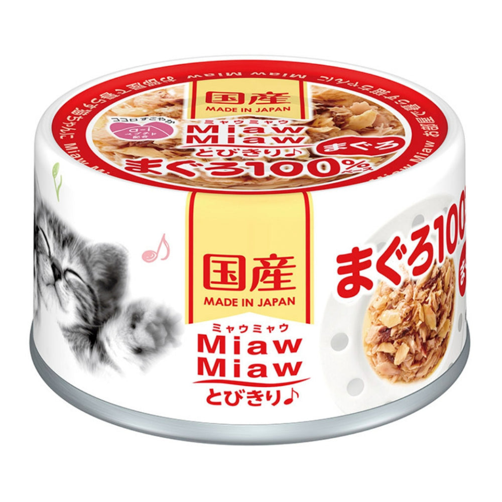[Bundle of 24] Aixia Miaw Miaw Tobikiri Wet Cat Canned Food 60g Tuna And Chicken Fillet Based With Jelly 15 Years Cat