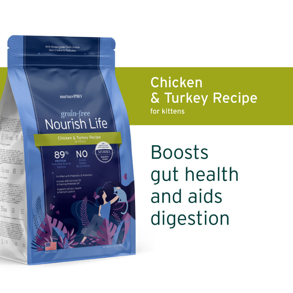 NurturePRO Nourish Life Cat Dry Food 227g 0.5lb Fresh Meat Grain Free High Protein Nutrients Salmon Chicken Duck Flavor