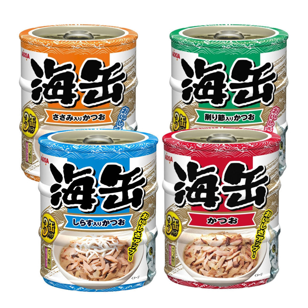 Aixia Umi Can Mini 60gx3 Canned Cat Food Skipjack Tuna With Whitebait Chicken Fillet Dried Skipjack Flake With Jelly