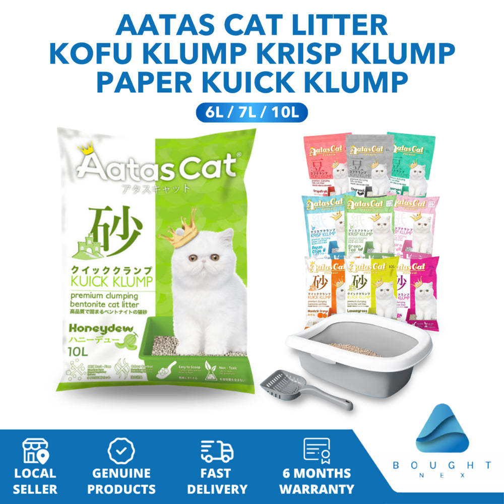Aatas Cat Litter Kofu Klump 6L Krisp Klump Paper 7L Kuick Klump Bentonite 10L Odor-Free Absorbent Hygienic Odor Control