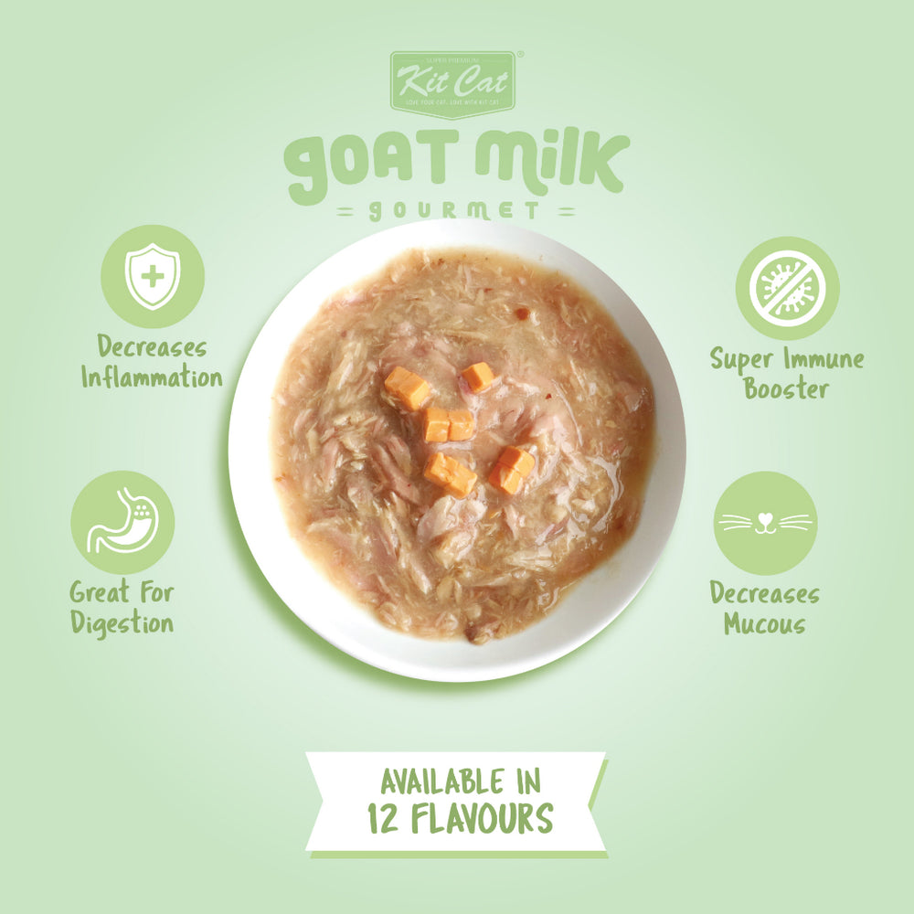 [Bundle of 24] Kit Cat Goat Milk Gourmet Wet Food 70g - 12 Flavors