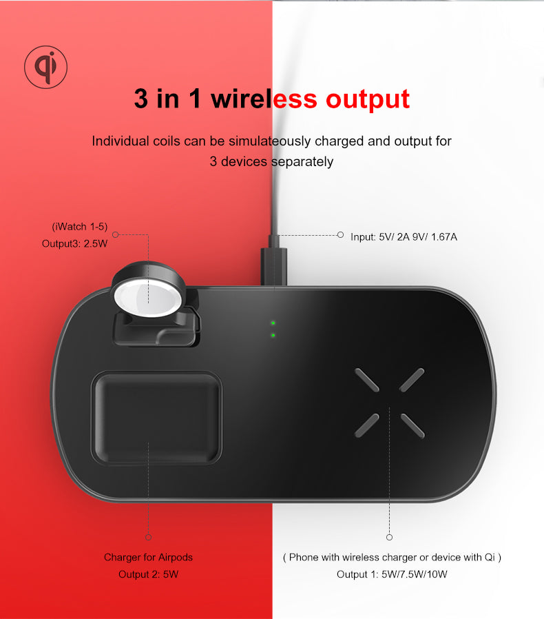 3 in 1 Apple Wireless Charger WA06