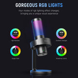 FIFINE A9 RGB Microphone 4 Types Of Directional With Quick Mute Button For Gaming Podcasting Recording