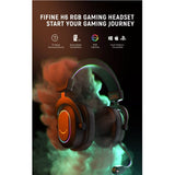 FIFINE H6 24-bit 7.1 Surround Sound USB Gaming Headset with 320g Weight, RGB, In-line Controls and Detachable Mic