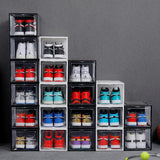 [Front Opening] Acrylic Transparent Full Black Multipack Thickened Magnetic Stackable Shoe Box Storage Organiser