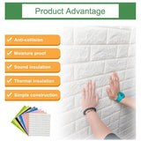 3D Six Colours Brick Wall Stickers PE Foam Waterproof Self Adhesive Wallpaper Wall Stickers Living Room Decor Foam