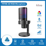 FIFINE A9 RGB Microphone 4 Types Of Directional With Quick Mute Button For Gaming Podcasting Recording