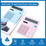 Arithmetic 12-digit Dual Power Large Screen Calculator Solar Energy Savings For Longer Battery Life