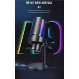 FIFINE A9 RGB Microphone 4 Types Of Directional With Quick Mute Button For Gaming Podcasting Recording