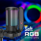FIFINE A6 RGB USB Condenser Microphone with Mute Button & Gain Control, for Gaming, Streaming, Podcasting