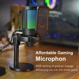 FIFINE A6 RGB USB Condenser Microphone with Mute Button & Gain Control, for Gaming, Streaming, Podcasting