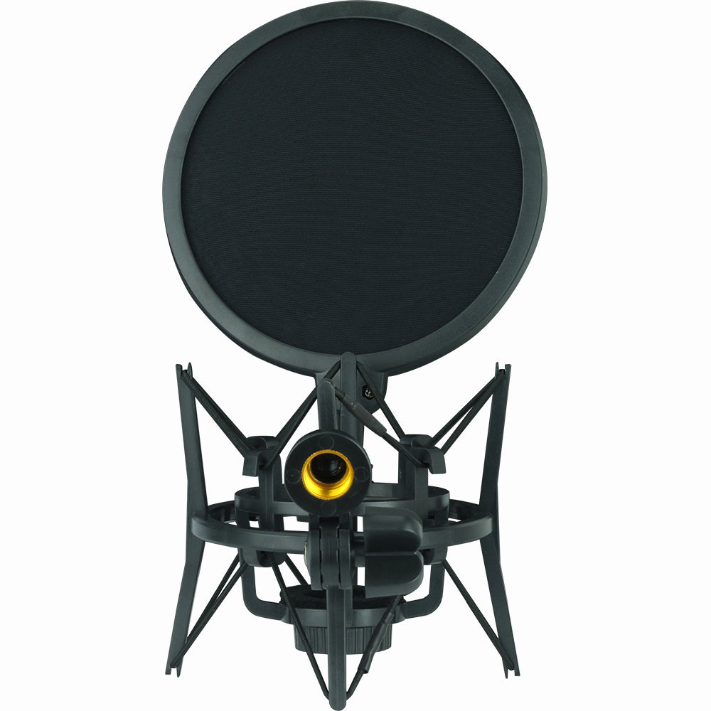 Microphone White Shockproof Shock Mount Holder Pop Filter Shield High Grade Metal Foam Pad Double Mesh Suspension
