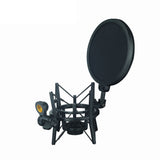 Microphone White Shockproof Shock Mount Holder Pop Filter Shield High Grade Metal Foam Pad Double Mesh Suspension