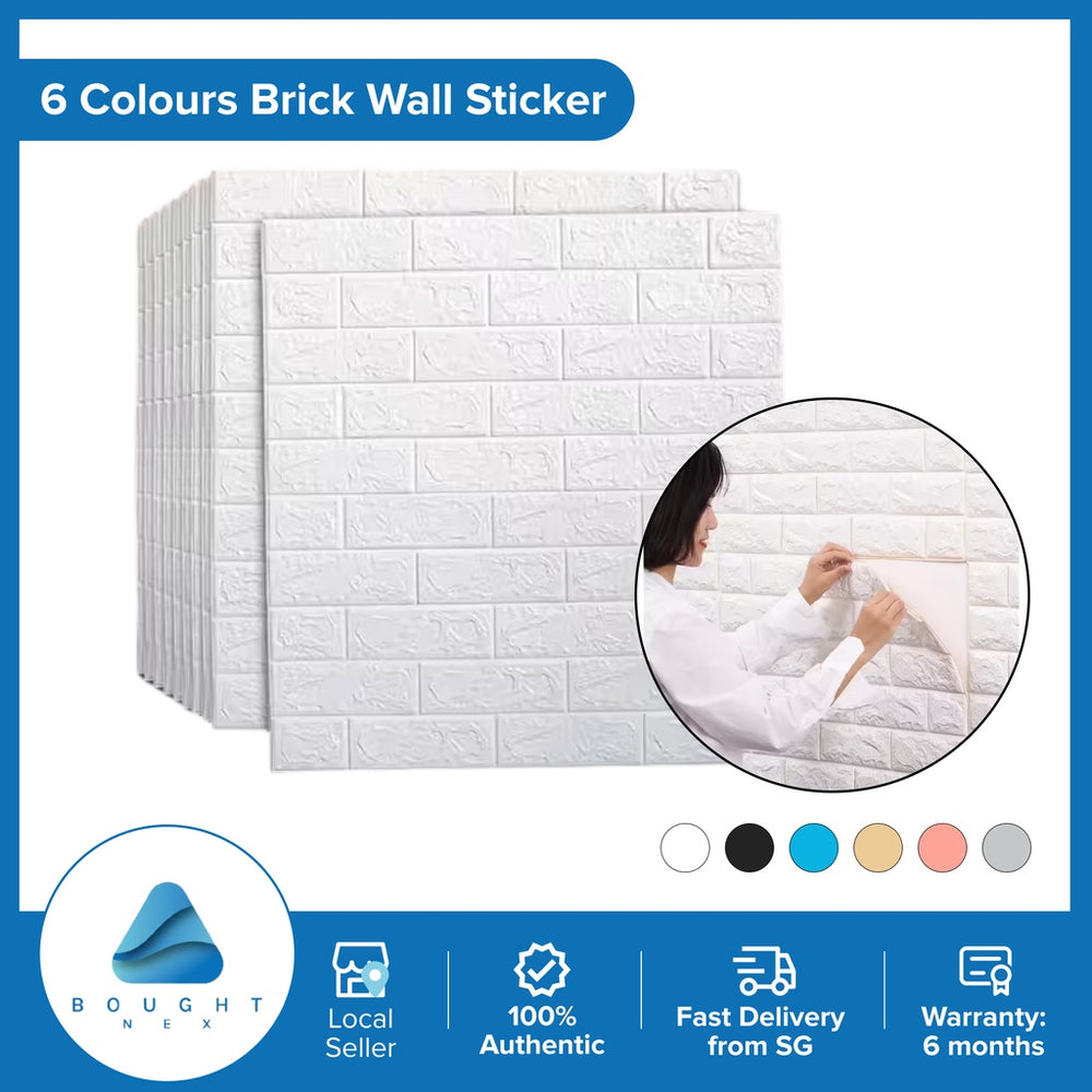 3D Six Colours Brick Wall Stickers PE Foam Waterproof Self Adhesive Wallpaper Wall Stickers Living Room Decor Foam