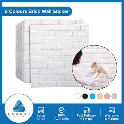 3D Six Colours Brick Wall Stickers PE Foam Waterproof Self Adhesive Wallpaper Wall Stickers Living Room Decor Foam