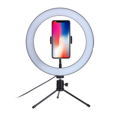 26cm Diameter LED Ringlight w Bluetooth Remote, Handphone Camera Clip 7-13cm Table Tripod Stand for Beauty Makeup